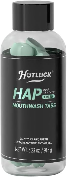 Hotluck Hap - Pestañas de enjuague bucal - Tabletas de pasta de dientes hidroxiapatita con probióticos, sin flúor y aptas para viajes,