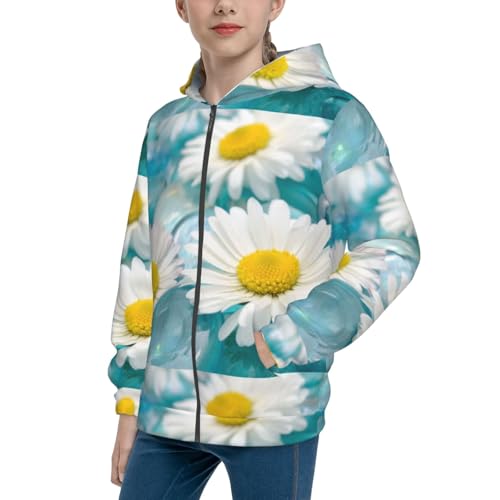 Daisy Flowers Kid Hoodies Boys Zip Up Sweatshirts Girls Pullover with Pocket