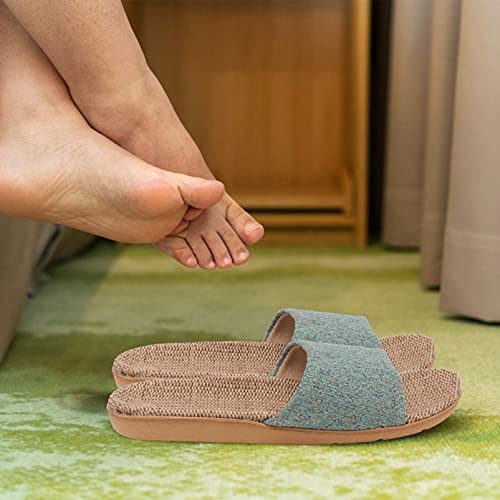 Women Open Toe House Slippers Couple Slippers Lightweight Linen Indoor House Slipper Summer Beach Shoes2