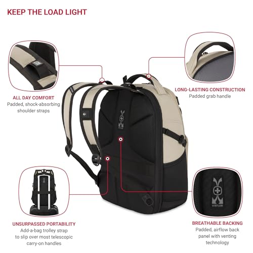 SwissGear 1900 Mini ScanSmart 16-Inch Backpack, Fits Up to 13-Inch Laptop, RFID Protection & ScanSmart TSA-Friendly Compartment, Oatmeal - Image 7