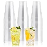 100 Pack 16 OZ Clear Plastic Cups, Cold Party Drinking Cups, Clear Disposable Cups Fruit/Ice Cream/C