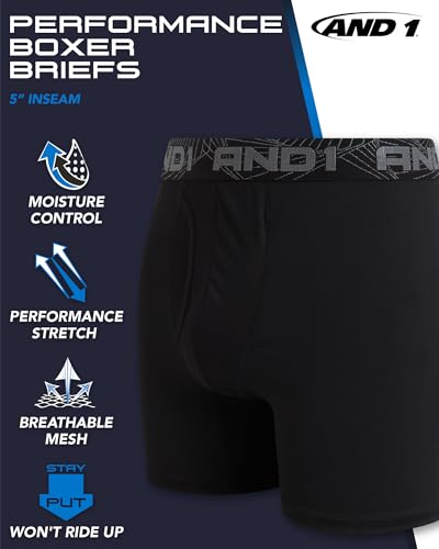 AND1 Mens Boxer Briefs - 6 Pack Soft Performance Mens Boxers with Functional Fly Pouch - Moisture Wicking Underwear for Men2