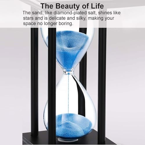 SuLiao Wood Hourglass 60 Minute, Black Wooden Stand Sand Timer Clock, Black Sand Watch 60 Min, Antiguo Reloj De Arena 1 Hora, Large Unique One Hour Glass Sandglass for Home, Desk, Office Decorative