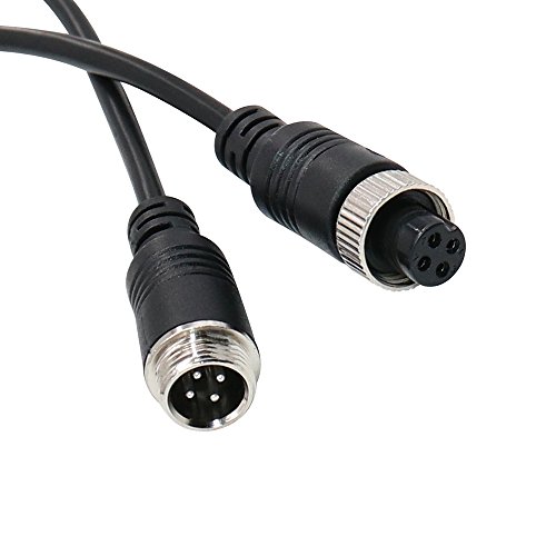 Yeung Qee 4 pin Car Video Extension Cable Aviation Male to femaler Plug Video and Power Cord Shield AV Cable Waterproof Vehicle Video Monitor reversing Airline Aviation Plug Cable (25ft/8m)