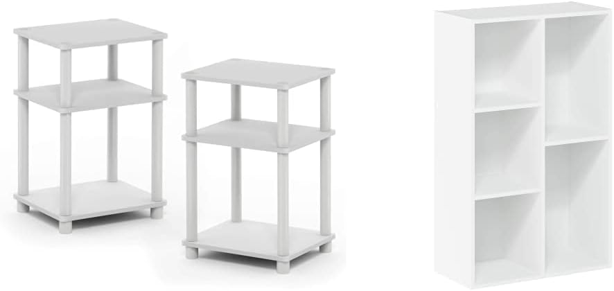 Furinno 3-Tier End Table and Coffee Table Set (2-Pack)