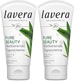 lavera Pure Beauty Mattierende Tagescreme 50ml – Naturkosmetik Gesichtscreme mit Acnilys & Bambus – vegane Gesichtspflege für unreine Haut & Mischhaut – feuchtigkeitsspendende Tagescreme