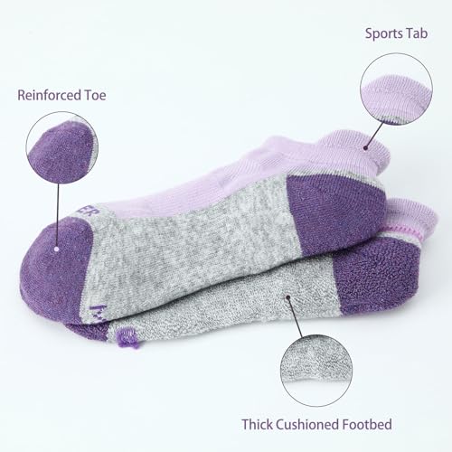 Image of WANDER Merino Wool Ankle Running Hiking Socks 3 Pairs Lightweight Cushioned Sweat-Wicking No Show Athletic Socks Men Women