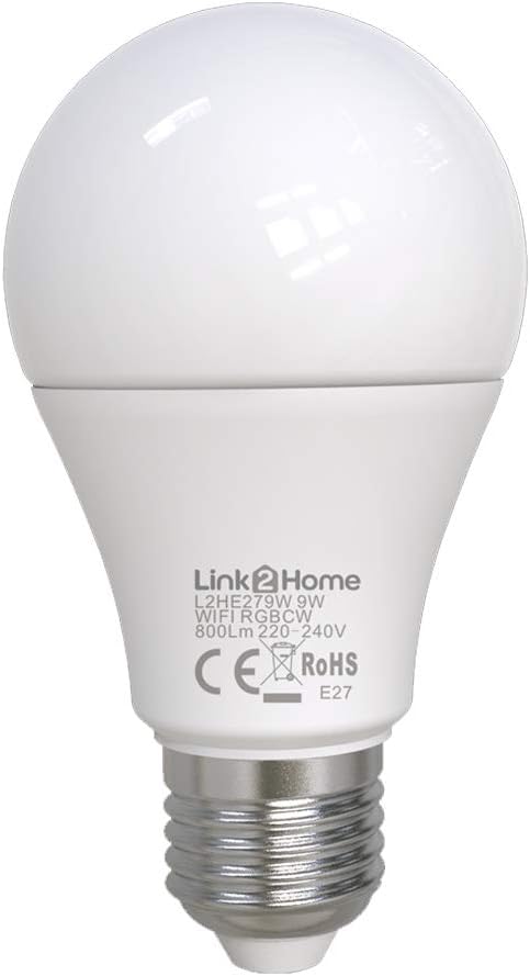 E27/60W Equivalent WiFi LED Lamp, Smart Light Bulb with RGB Multicolour Settings – Dimmable with Alexa and Google Voice Control