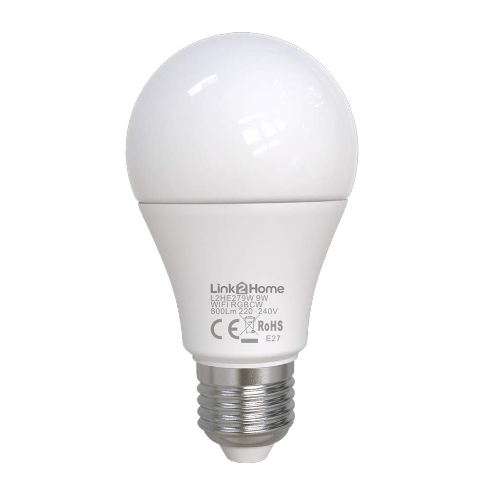 Link2Home L2HE279W Wi-Fi LED ES (E27) Opal GLS Dimmable Bulb, White + RGB 800