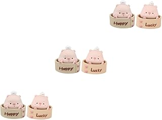 Garneck 6 Pçs Ornamentos Decoração Para Casa Em Miniatura Desktop Animal Balançando Cabeça Boneca Porco Bonecas Resina Tremendo Porco Carro Resina Porco Decorações Bonitos Bobble Cabeça