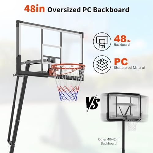 Portable Basketball Hoop 48 Inch PC Backboard 4.92-10FT Adjustable Height by GarveeLife - Image 4