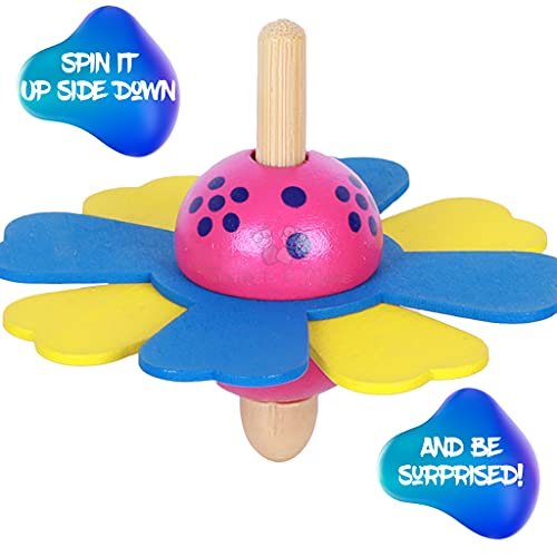 Image of Trinkets & More Spinning Tops for Kids Toddlers 3+ (Flower Theme Pack of 3)