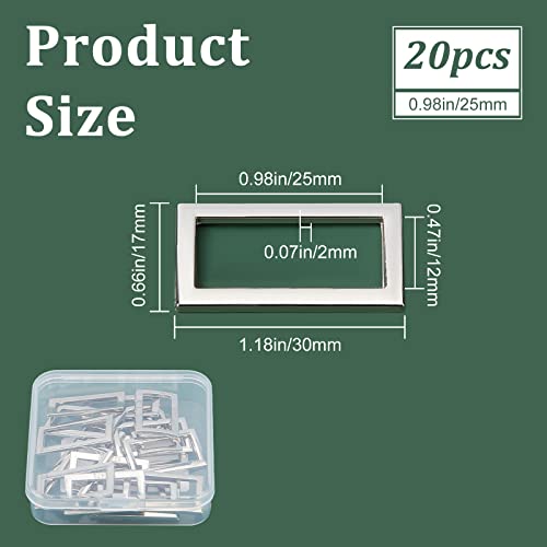 Image of GORGECRAFT 1 Box 20Pcs Metal Flat Rectangle Rings 25mm Inner Length Heavy Duty Silver Alloy Buckle Loop for Luggage Bag Backpacks Wallets Belt Garment Strap DIY Sewing Crafts Decoration Accessories