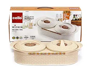 Cello Stainless Steel Wicker Twin Casserole 1000 each (Beige).