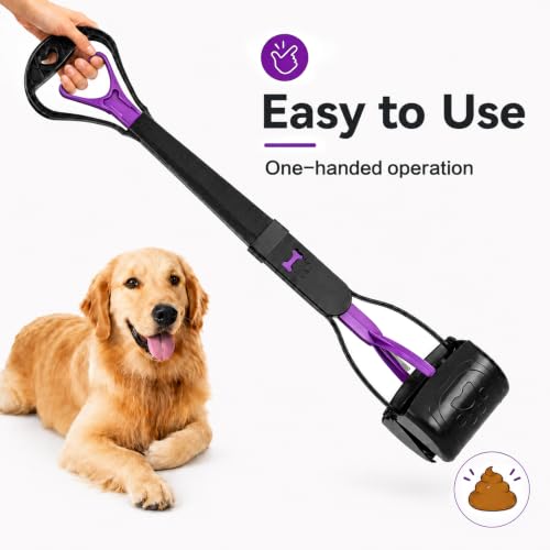 Image of 31inch Large Pooper Scooper for Dogs with Long Handle, Sturdy & Durable, Not Easy to Break, Lightweight & Easy to Use, Easy to Pick Up from Grass and Gravel Purple