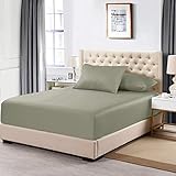 NIM TEXTILE Luxury Sheets 1900 TC Softness Deep Pocket 3pc Fitted Sheets Set - 1 Fitted Sheet and 2 Pillowcases - Milano Collection Bedding - Oregano, Queen