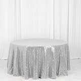 Efavormart 120' Wholesale Premium Silver Table Cover Sparkly Sequin Round Tablecloth for Wedding Banquet Party Home Decor