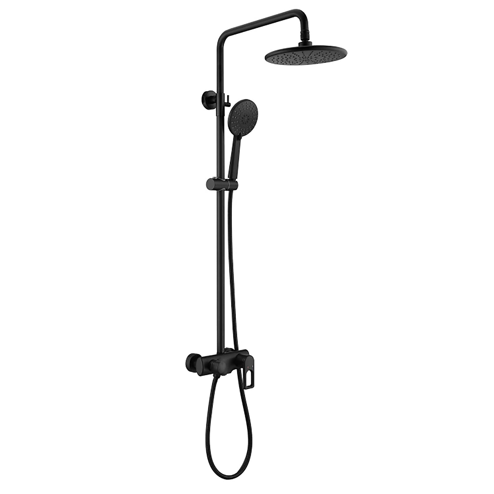Set Doccia Combinato a Maniglia Singola, Rubinetto Doccia a Parete per Bagno con soffione da 25 cm, doccetta Multifunzionale, Rubinetto per Vasca da Bagno, Cromato,Black