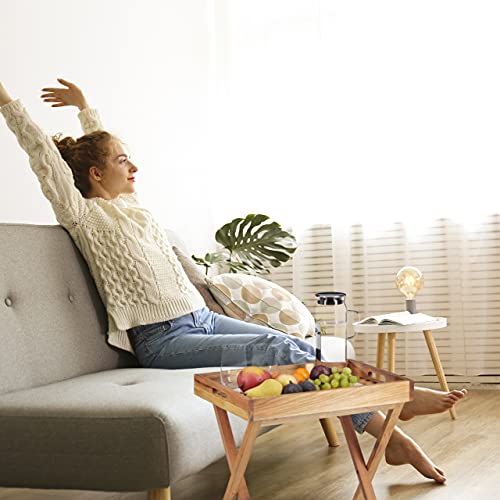 Miniatura 6 de Relaxdays Mesa Auxiliar Plegable Con Bandeja Extraíble, Mesita Sofá, Café, Madera Nogal, 1 Ud., 54 X 52 X 36 Cm, Marrón
