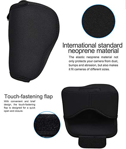 Jjc Black Ultra Light Neoprene Camera Case Pouch Bag For Sony Alpha A6600 A6500 A6400 A6300 A6100 A6000 A5100 With Sony Selp1650 16-50Mm Zoom Pancake Lens, Size 120 X 73 X 87Mm (W X H X D) #TOP3