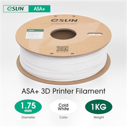 eSUN ASA+ Filament 1.75mm, Wetterbeständiges 3D Drucker Filament, 1KG Spule (2.2 LBS) 3D Druck Materialien für 3D Drucker, Kaltes Weiß