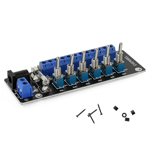 Evemodel 3-24V 6-Miniaturkippschalter DC Schalter Schaltsteuerung Stromverteiler Schaltsteckdosenleiste Stromverteilertafel
