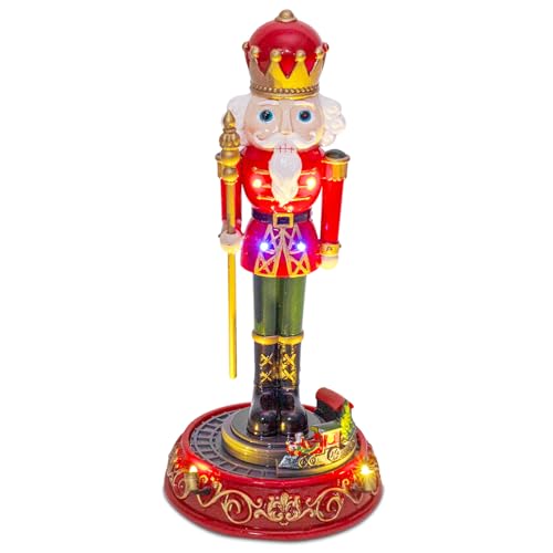 innodept12 Christmas Nutcracker with Rotating Train Decoration - LED Light