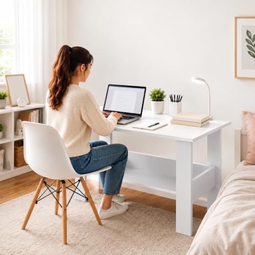 FURLAY Sleek Computer Study Desk, Space Saving Writing Table with...