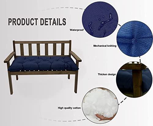 Srutirbo Waterproof Indoor/Outdoor Bench Cushion Garden Non-Slip Swing Chair Cushion,Thicken 8Cm Loveseat Cushion For Patio Furniture Swing Wicker Garden Bench, Indoor Lounger Seat (47X19In, Navy) #TOP2