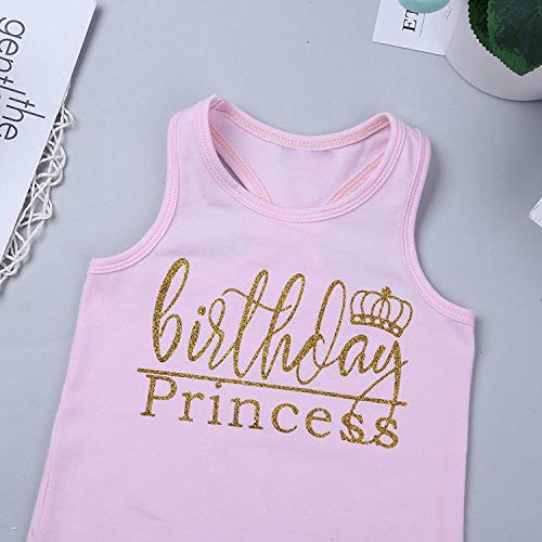 Toddler Kids Baby Girls Birthday Princess Outfits Vest Sleeveless Tank Top Dot Mesh Tutu Skirt 2Pcs Summer Skirt Set (Pink, 5-6X) #TOP5