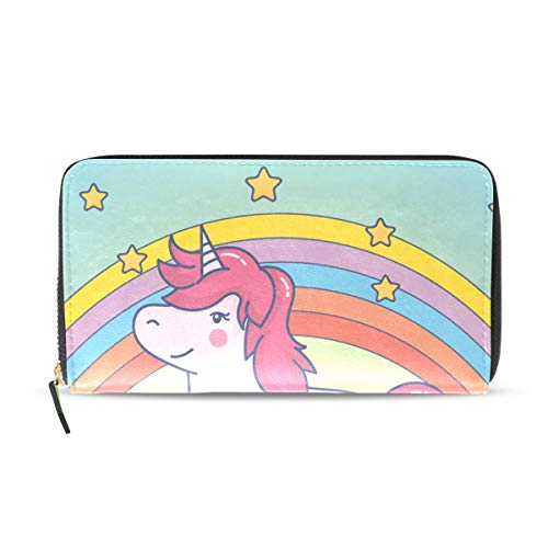 Carteras de Unicornio Coloridas para Mujeres, Carcasas de Tarjetas con múltiples Ranuras y Cierre de Cremallera