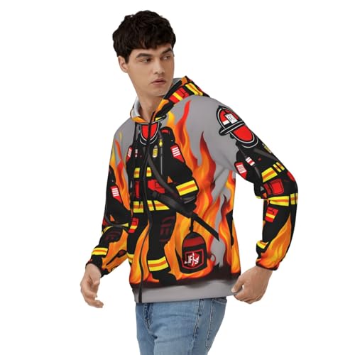 Pull à capuche homme imprimé pompier idéal pour les sorties du week-end - 5