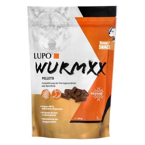 Lupo WURMXX Snacks für Hundefutter, Pellets Ergänzungsfuttermittel für Darmgesundheit, mit Ente und Kräutern (325g)