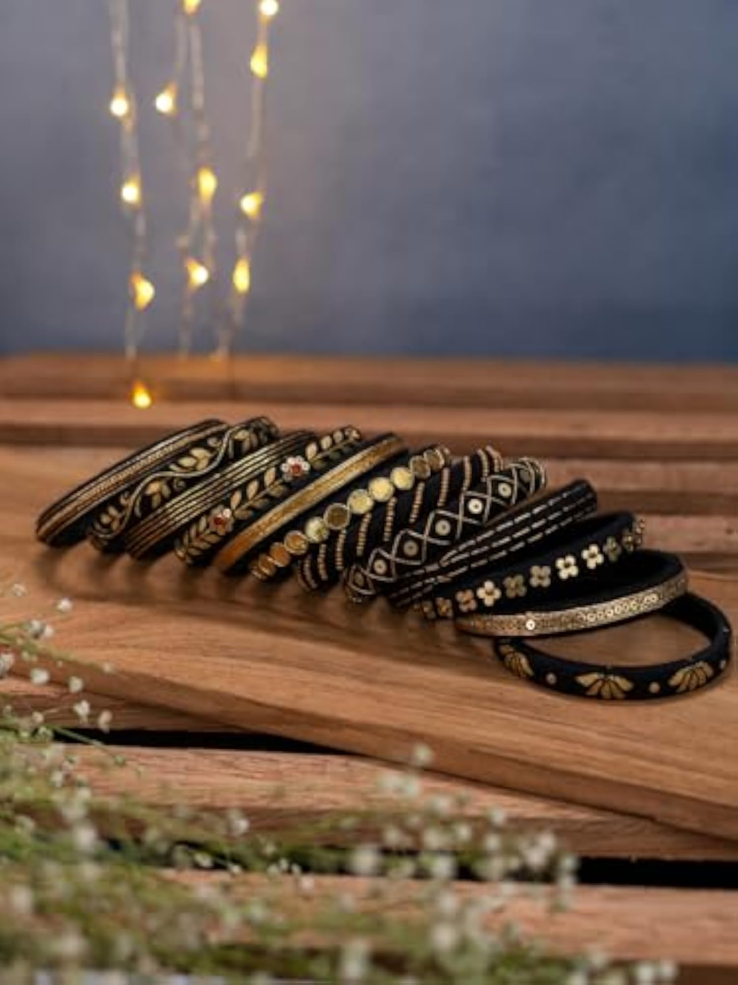 Women's Nisha Beads Handcrafted Cotton Thread Bangle Set, Size 2.8