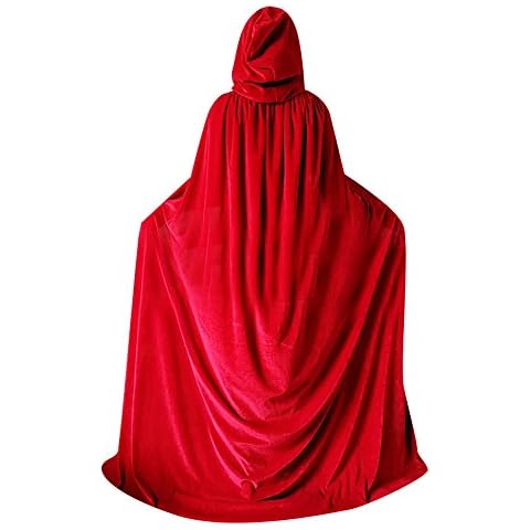 QBSM Women Men Red Halloween Velvet Cloak Witch Wizard Costume Hooded Party Raven Cosplay Capes Adult Cover