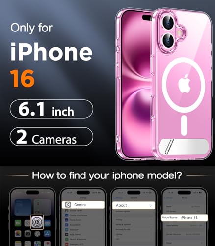 Image of Magnetic Compatible with iPhone 16 Case, [Built-in Invisible Kickstand][Compatible with MagSafe] [Military Grade Shockproof] Slim Thin Phone Case for iPhone 16 6.1 inch