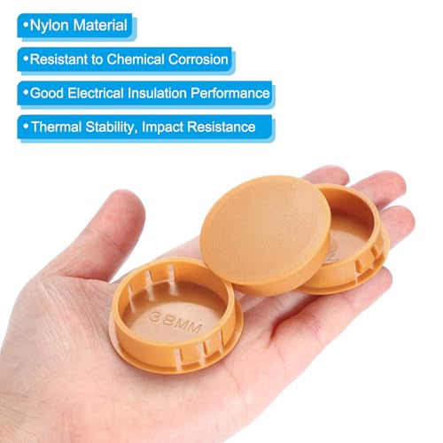 Image of PATIKIL 1.5 inch /38mm Plastic Hole Plugs, 20Pcs Flush Type Round Hole Plugs Cover Snap in Locking Hole Tube for Table Kitchen Cabinet Furniture, Orange-Yellow