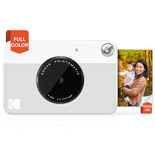 KODAK Printomatic Full-Color Instant Print Digital Camera – Colorful Photos On Zink 2×3″ Sticky-Back Photo Paper – 5MP, Portable, Creative Fun Gift for Birthday, Christmas, Holiday – Grey