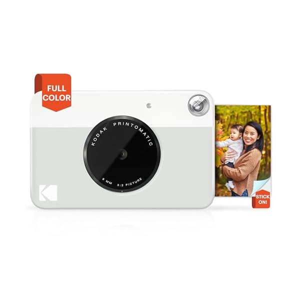 KODAK Printomatic Full-Color Instant Print Digital Camera – Colorful Photos On Zink 2×3″ Sticky-Back Photo Paper – 5MP, Portable, Creative Fun Gift for Birthday, Christmas, Holiday – Grey
