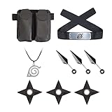 ★ 【Das Paket umfasst】Konoha Stirnband schwarz * 1, Konoha Halskette * 1, doppelte schwarze Tasche * 1, Kunststoffspielzeug 13 cm * 3, quadratisches Kunststoffspielzeug von 9 cm * 3
