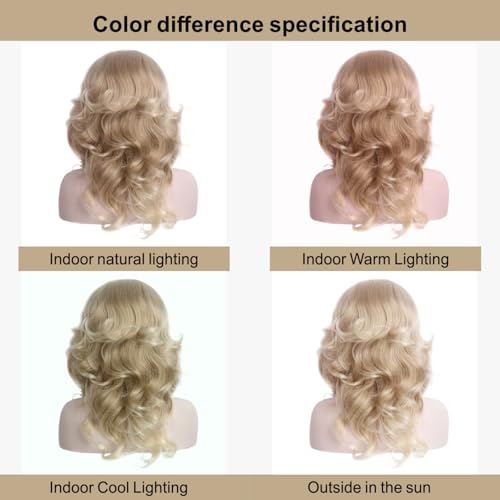 Image of Blonde 70s Disco Wig Farrah Fawcett Wigs for Women Lady Natural Synthetic Full Wigs Vintage Cosplay Costume Hair Wig