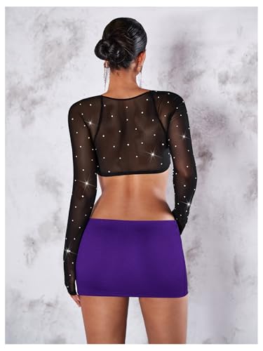 SweatyRocks Women's Casual Elastic Waist Solid Bodycon Mini Skirt Streetwear2