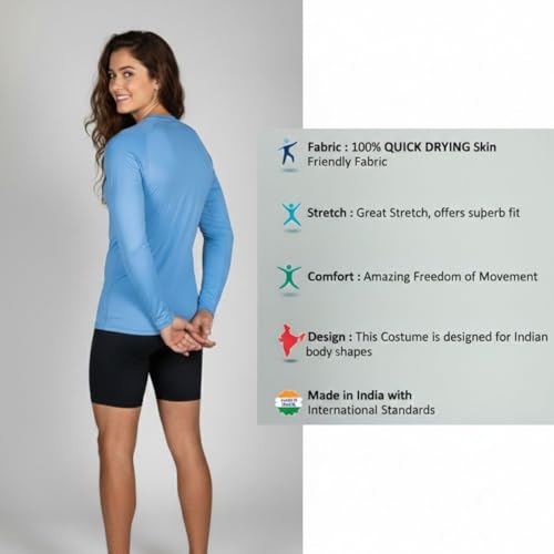 Image of Aqua Holic Swim Shorts & Full Sleeves Tshirt for Women