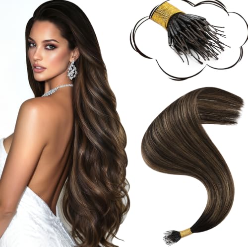 Image of Moresoo Soft Grip Nano Hair Extensions, Dark Brown Balayage, 22 Inch