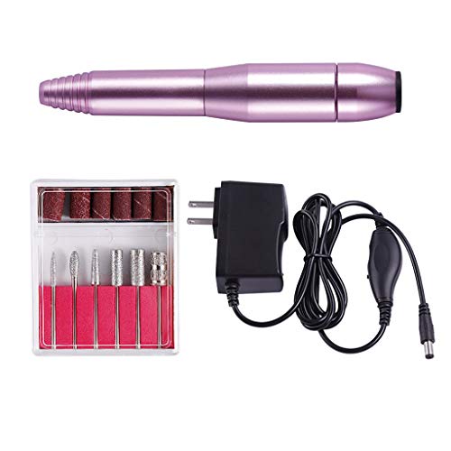 MOMFEI Portable Electric Nail Drill, Compact Efile Electrical Professional Nail File Kit for Acrylic, Gel Nails, Manicure Pedicure Polishing Shape Tools Design for Home Salon Use (Pink Color)