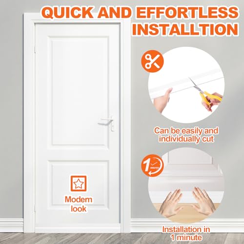 Image of 6Pack Door Draft Stopper, White Door Sweep for Bottom of Door, Weather Stripping Door Seal Gap Filler Bottom Noise Soundproof Cold Air Insulation Save Energy Installs Quickly Easily