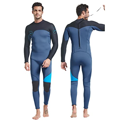 Trajes De Neopreno para Adultos Trajes De Baño De Una Pieza Cremallera Trasera Trajes De Buceo De Neopreno Trajes De Neopreno De Manga Larga para Buceo, Natación, Surf,Azul,XL Cover