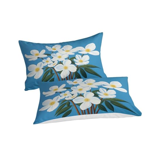 Housse de couette imprimé 3D parure de lit fleurs blanches King - 6