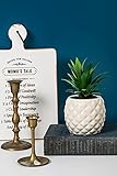 White Porcelain Pineapple Ananas Faux Plant Potted Artificial Succulent 7.8' Home Office Bathroom Tabletop Shelf Kitchen Decoration