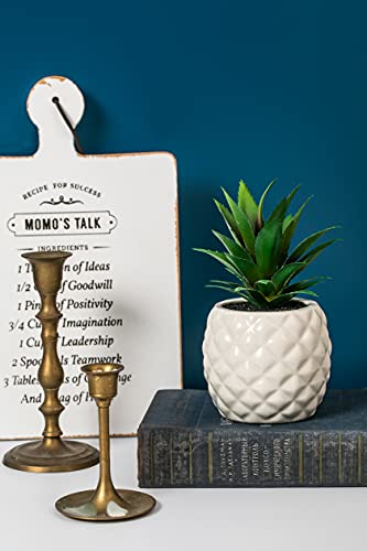 White Porcelain Pineapple Ananas Faux Plant Potted Artificial Succulent 7.8